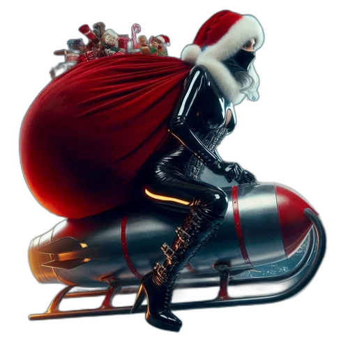 robot, concept art, 3d render, photorealistic, futuristic, woman, donning, santa transparent PNG cut-out