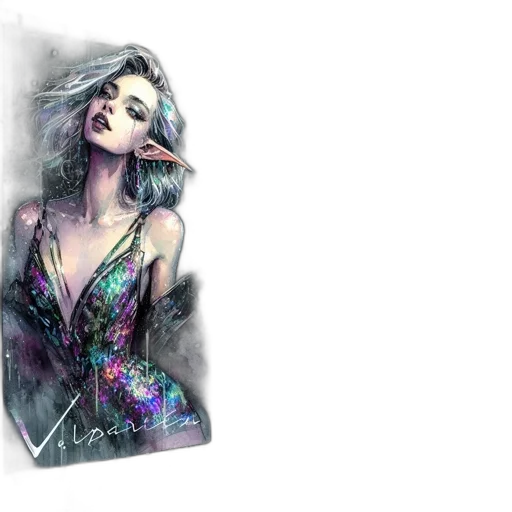 dress, jacket, watercolor, concept art, fantasy art, photorealistic, neon lights, dark transparent PNG cut-out