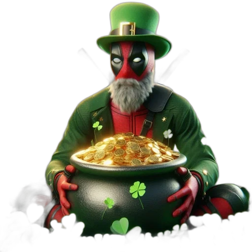 food, concept art, comic book art, leprechaun-like, figure, holding, pot, gold transparent PNG cut-out