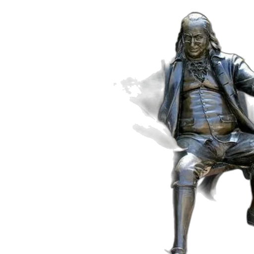 jacket, 3d render, photorealistic, concept art, bronze, statue, benjamin, franklin transparent PNG cut-out