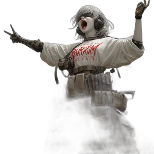 jacket, robot, mask, creature, concept art, 3d render, fog, futuristic transparent PNG cut-out