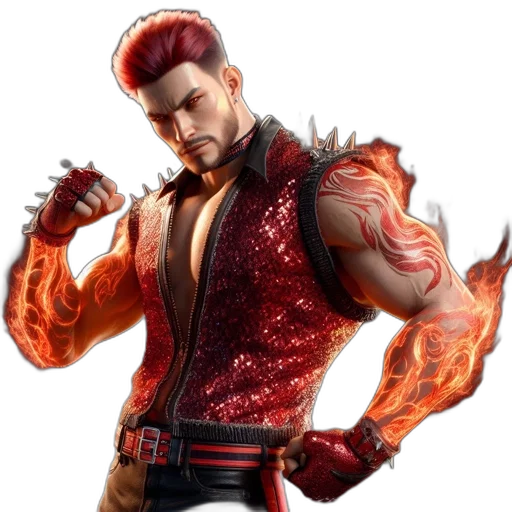 jacket, concept art, cyberpunk, fantasy art, 3d render, red, intensely, muscular transparent PNG cut-out