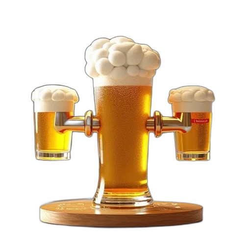 crown, weapon, food, 3d render, three-dimensional, beer, dispenser, frothy transparent PNG cut-out
