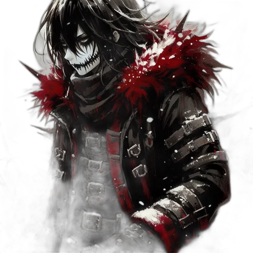 mask, sword, weapon, jacket, fantasy art, concept art, comic book art, photorealistic transparent PNG cut-out