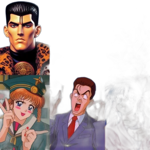 comic book art, concept art, cartoon, anime, outer space, collage, featuring, six transparent PNG cut-out