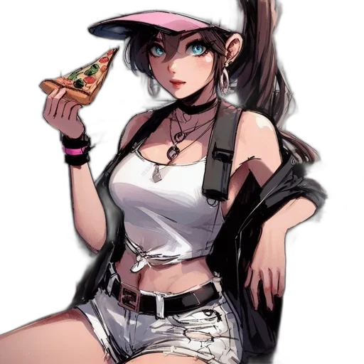 hat, food, jacket, weapon, anime, concept art, comic book art, cartoon transparent PNG cut-out