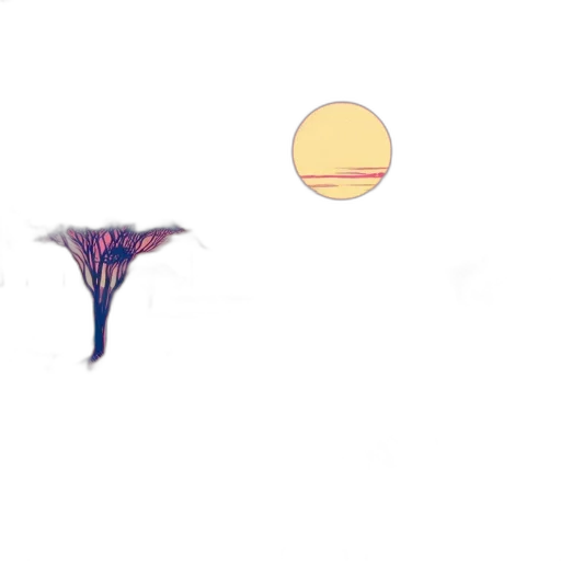 hair, umbrella, tree, dragon, vaporwave, pixel art, concept art, 3d render transparent PNG cut-out