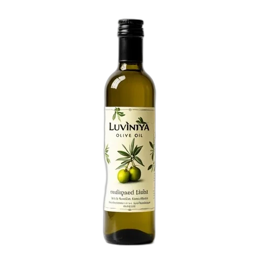 bottle, olive, oil, label, reads, luvindya, features, image transparent PNG cut-out