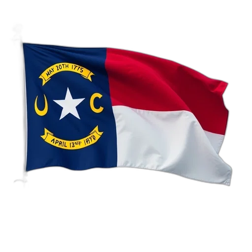 flag, north, carolina, displayed, blue, field, left, red transparent PNG cut-out