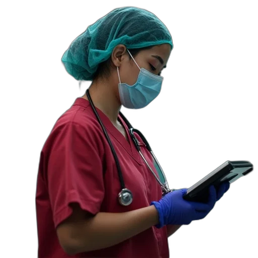staff, ems, nurse, providing transparent PNG cut-out
