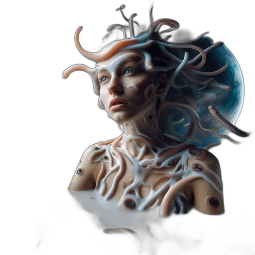 mask, hair, creature, crown, fantasy art, concept art, photorealistic, comic book art transparent PNG cut-out