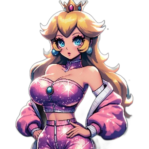 dress, crown, pixel art, concept art, watercolor, vaporwave, pastel, colorful transparent PNG cut-out