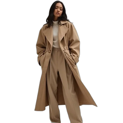 jacket, earth tones, oversize, coat, made, stand, out, against transparent PNG cut-out