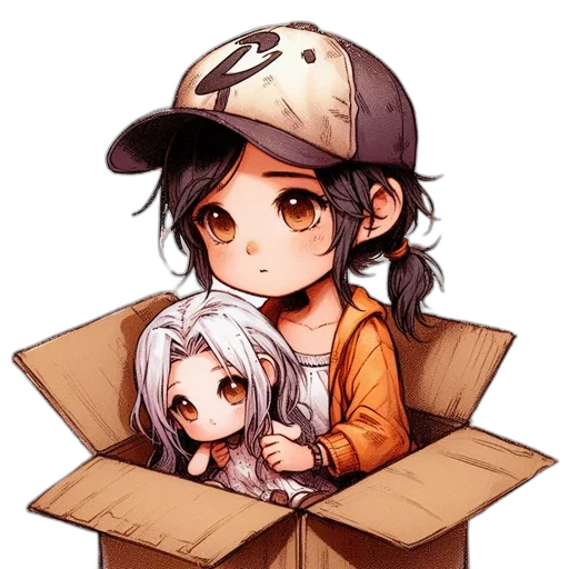 hat, anime, pixel art, cartoon, watercolor, chibi-style, illustration, features transparent PNG cut-out