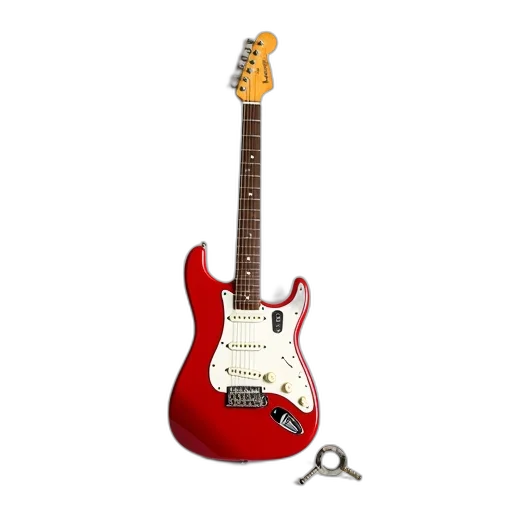 weapon, 3d render, red, electric, guitar, white, pickguard, black transparent PNG cut-out