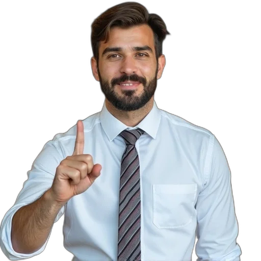 staff, face, jacket, furniture, 3d render, photorealistic, man, beard transparent PNG cut-out