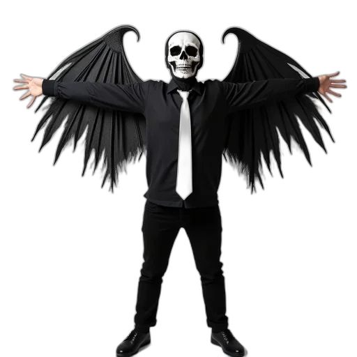 mask, jacket, staff, creature, concept art, 3d render, dark, person transparent PNG cut-out
