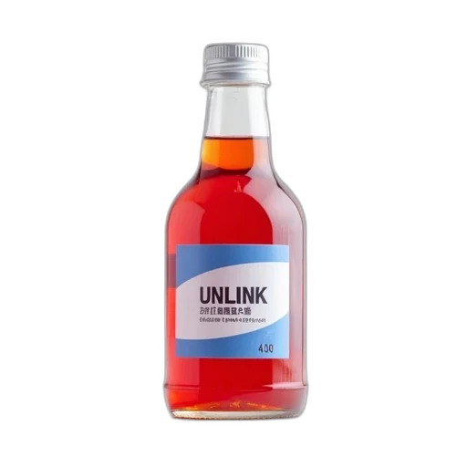 bottle, food, red, liquid, label, reads, unilink, 4200-mdba transparent PNG cut-out