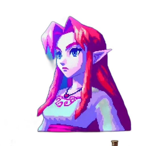 dress, crown, bottle, face, pixel art, vaporwave, concept art, 3d render transparent PNG cut-out