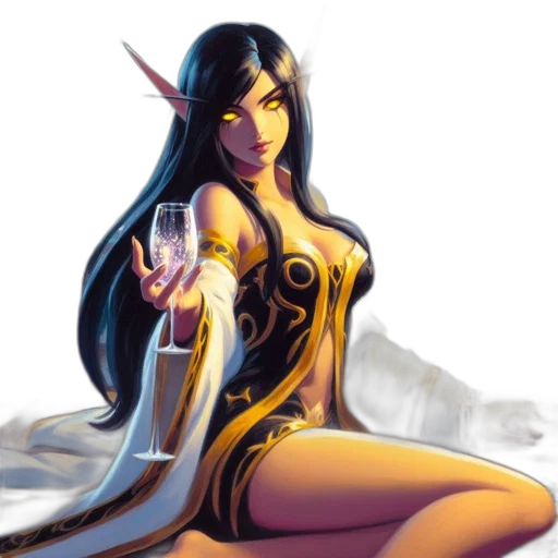 staff, fantasy art, concept art, pixel art, comic book art, elfin, woman, golden transparent PNG cut-out