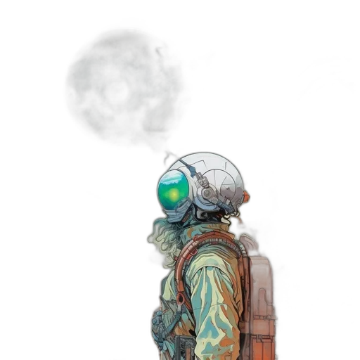 jacket, mask, robot, face, concept art, watercolor, comic book art, cyberpunk transparent PNG cut-out