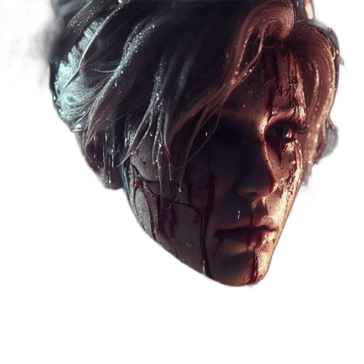 face, mask, hair, hat, concept art, cyberpunk, photorealistic, 3d render transparent PNG cut-out