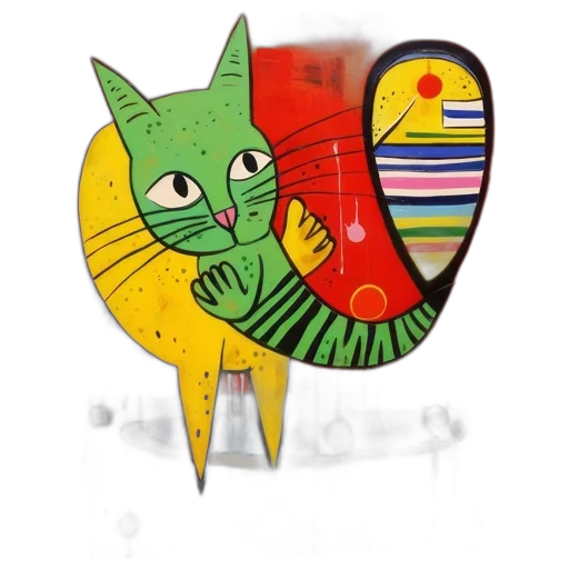 jewelry, lively, green, cat, yellow, black, stripes, large transparent PNG cut-out