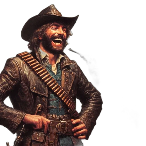 jacket, two, contrasting, characters, one, clad, leather, cowboy transparent PNG cut-out