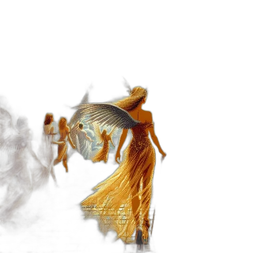 dragon, hair, dress, mask, concept art, photorealistic, fantasy art, watercolor transparent PNG cut-out