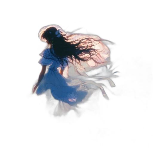 dress, hair, creature, flower, concept art, watercolor, pixel art, fantasy art transparent PNG cut-out