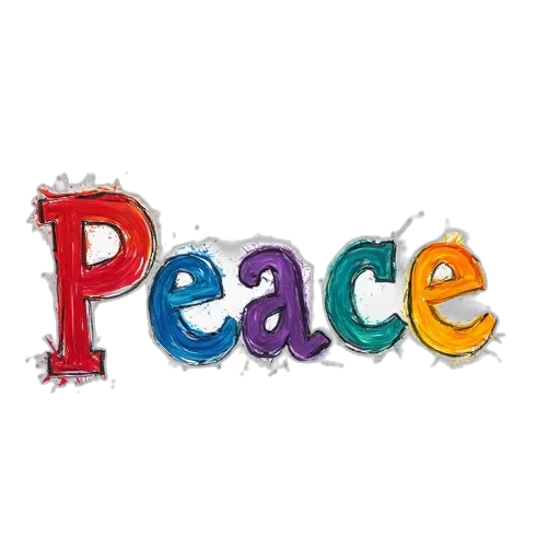 word, peace, painted, colorful, paint, white, background, transparent transparent PNG cut-out