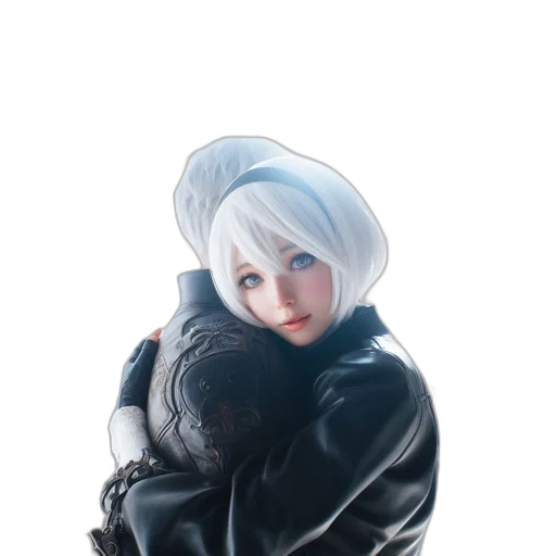 jacket, robot, mask, hat, 3d render, photorealistic, concept art, anime transparent PNG cut-out