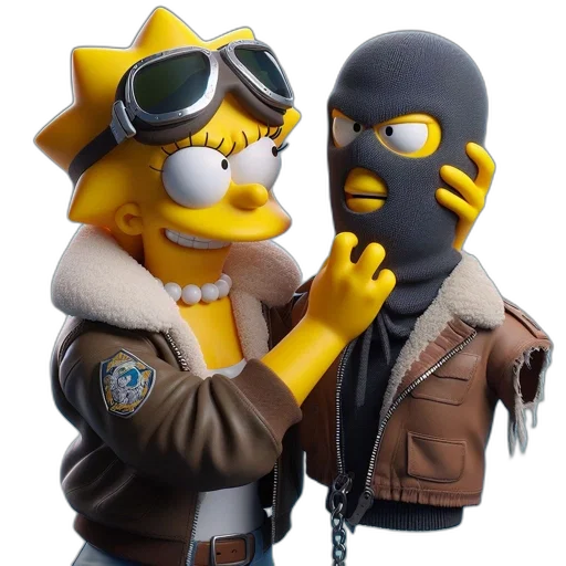 mask, jacket, cyberpunk, concept art, image, lisa, simpson, along transparent PNG cut-out