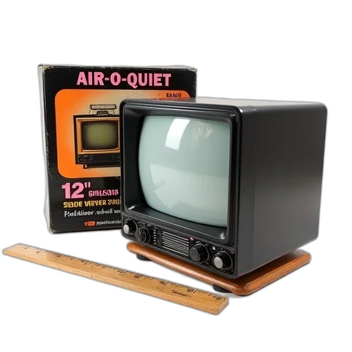 furniture, 3d render, vintage, television, set, displayed, white, background transparent PNG cut-out