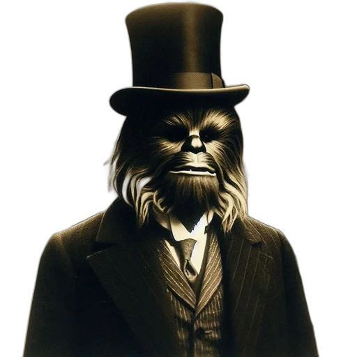 mask, staff, hat, face, concept art, photorealistic, 3d render, chewbacca transparent PNG cut-out