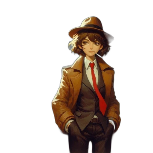 hat, jacket, staff, face, concept art, pixel art, anime, comic book art transparent PNG cut-out