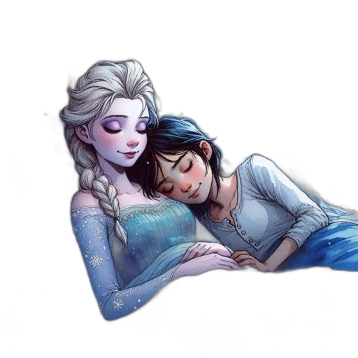 watercolor, fantasy art, concept art, comic book art, snow, underwater, blue, pastel transparent PNG cut-out