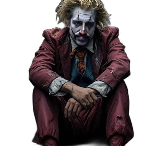 face, mask, jacket, concept art, comic book art, photorealistic, 3d render, joker transparent PNG cut-out