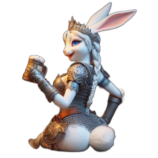 robot, 3d render, fantasy art, concept art, pixel art, anthropomorphic, rabbit, wearing transparent PNG cut-out