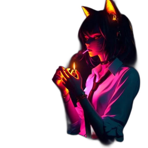 staff, jacket, mask, animal, pixel art, concept art, fantasy art, cyberpunk transparent PNG cut-out