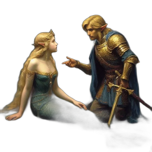 sword, crown, weapon, fantasy art, concept art, oil painting, pixel art, underwater transparent PNG cut-out