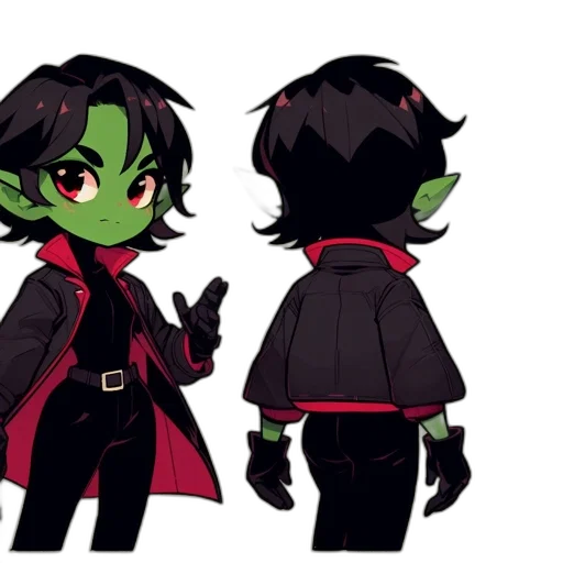 jacket, staff, creature, concept art, pixel art, cartoon, fantasy art, dark transparent PNG cut-out