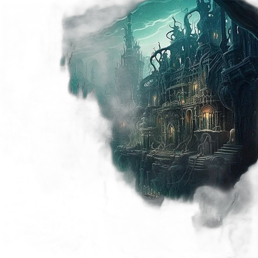 mask, concept art, fantasy art, comic book art, photorealistic, fog, underwater, night transparent PNG cut-out