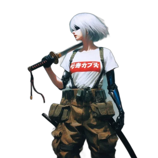 weapon, staff, jacket, sword, concept art, pixel art, fantasy art, cyberpunk transparent PNG cut-out