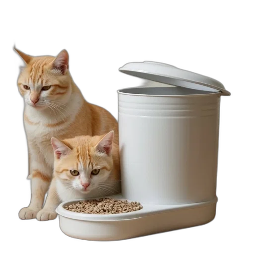 3d render, cat, feeder, lid transparent PNG cut-out