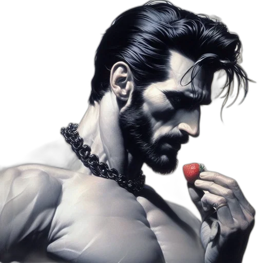 comic book art, concept art, photorealistic, fantasy art, portrait, muscular, man, beard transparent PNG cut-out