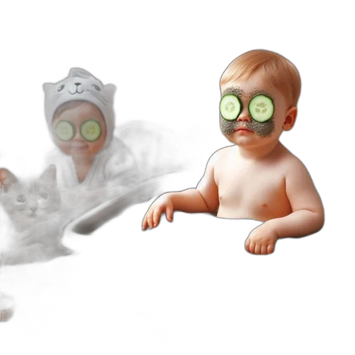 mask, concept art, 3d render, fog, two, babies, room, engage transparent PNG cut-out