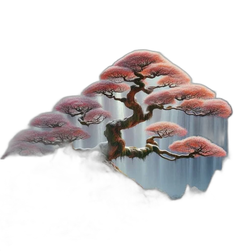 tree, crown, umbrella, hair, 3d render, photorealistic, concept art, vaporwave transparent PNG cut-out