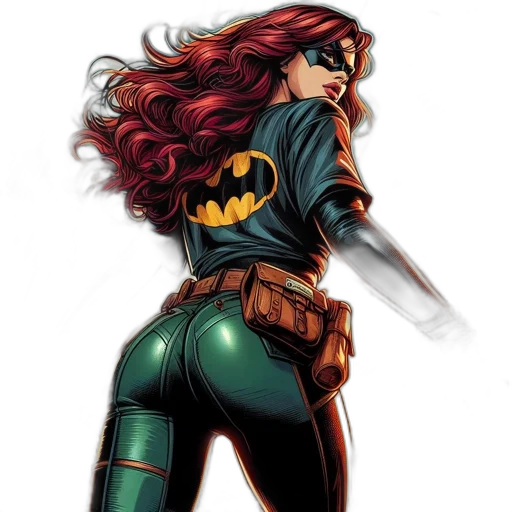 comic book art, concept art, cartoon, green, woman, long, red, hair transparent PNG cut-out
