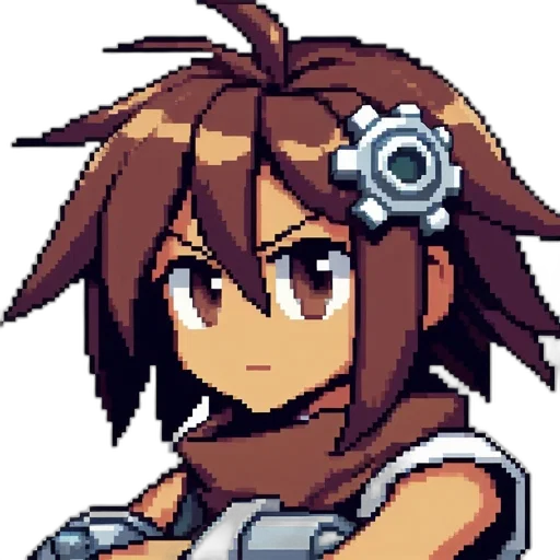 staff, robot, weapon, face, pixel art, anime, concept art, cartoon transparent PNG cut-out